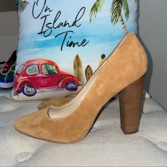 Bcbgeneration Clarice Suede Camel Tan Block Heel Size 10M Excellent Condition - Picture 3 of 11